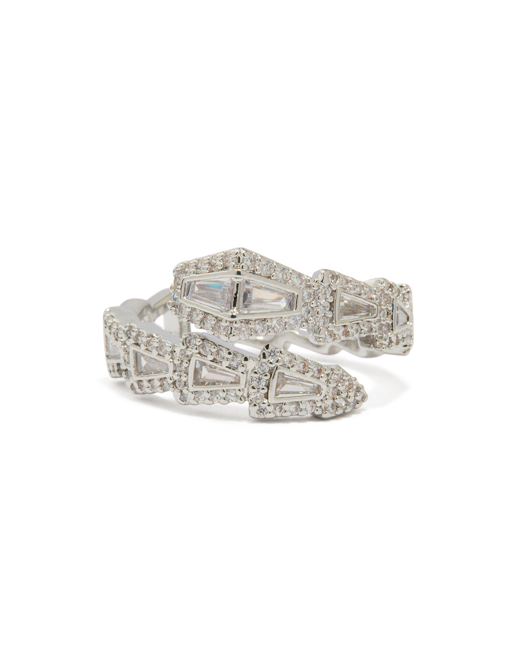 Silver Cubic Zirconia Point Wrap Ring