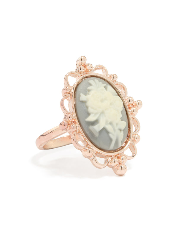 Rose Gold Flower Cameo Ring