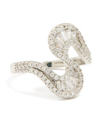 Silver Cubic Zirconia Swivel Statement Ring - link has visual effect only