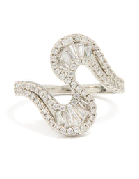 Silver Cubic Zirconia Swivel Statement Ring - link has visual effect only