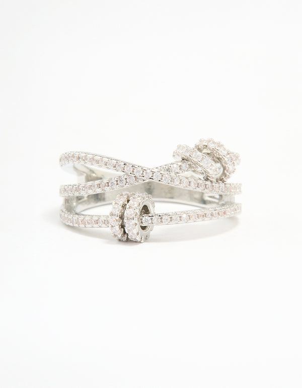 Silver Cubic Zirconia Rondell Stacked Ring