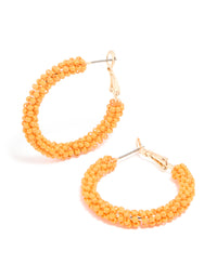 Gold Orange Beaded Hoop Earrings - link has visual effect only