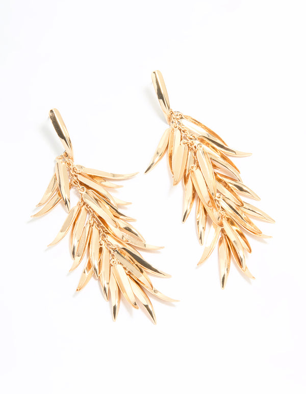 Gold Leaves Drop Earrings