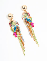 Gold Multicoloured Diamante Parrot Drop Earrings - link has visual effect only
