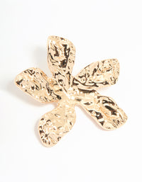 Gold Textured Flower Large Stud Earrings - link has visual effect only