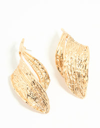 Gold Statement Leaf Stud Earrings - link has visual effect only