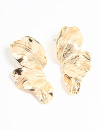 Gold Flower Petal Mini Stud Earrings - link has visual effect only