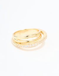 Gold Plated Cubic Zirconia Triple Layer Ring - link has visual effect only
