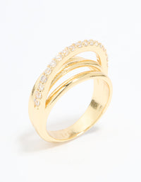 Gold Plated Cubic Zirconia Triple Layer Ring - link has visual effect only