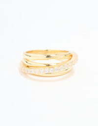 Gold Plated Cubic Zirconia Triple Layer Ring - link has visual effect only