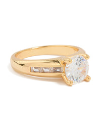 Gold Plated Cubic Zirconia Round Band Ring - link has visual effect only