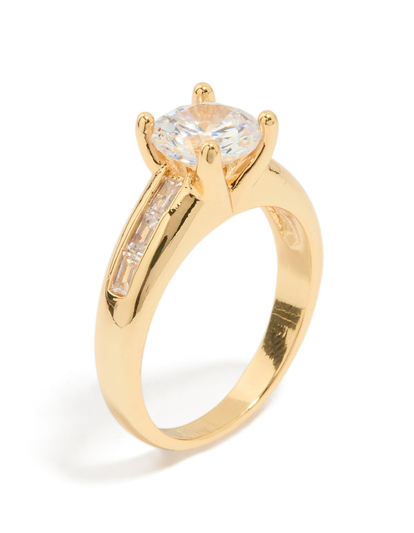 Gold Plated Cubic Zirconia Round Band Ring