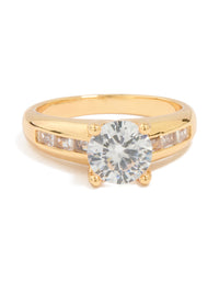 Gold Plated Cubic Zirconia Round Band Ring - link has visual effect only