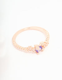 Rose Gold Cubic Zirconia Dainty Butterfly Rings 2-Pack - link has visual effect only