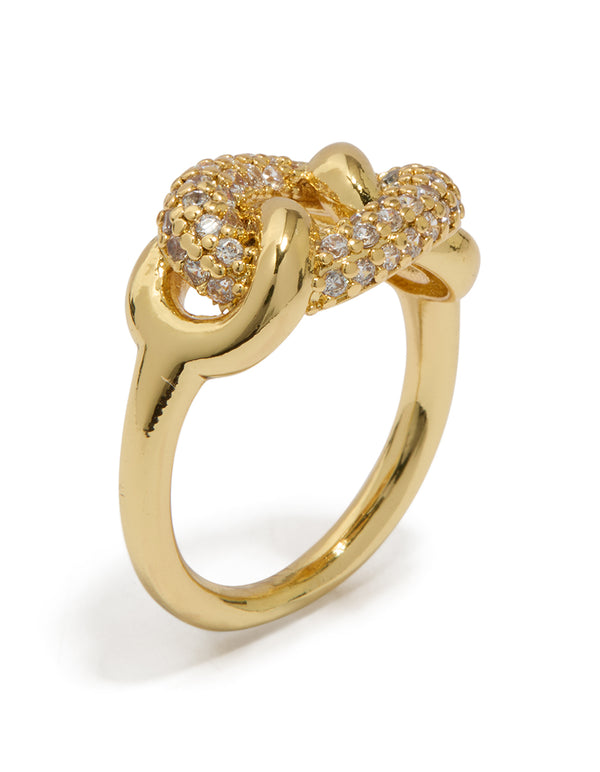 Gold Plated Cubic Zirconia Knot Ring