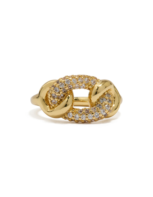 Gold Plated Cubic Zirconia Knot Ring