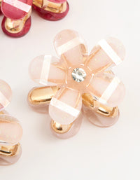 Gold Diamante Pink & Cream Mini Flower Claw Clips 6-Pack - link has visual effect only