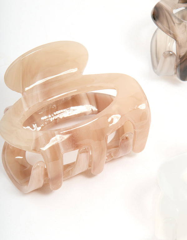 Neutral Acrylic Mini Oval Claw Clips 3-Pack