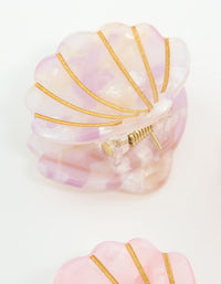 Pink & Cream Acrylic Mini Shell Claw Clips 4-Pack - link has visual effect only