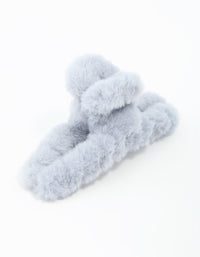 Grey Faux Fur Fabric Claw Clip - link has visual effect only