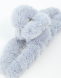 Grey Faux Fur Fabric Claw Clip - link has visual effect only