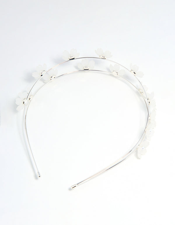 Silver Pearl Small Flower Headband