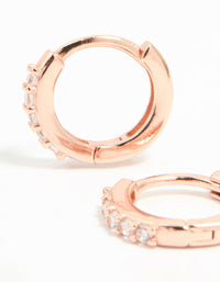 Rose Gold Plated Sterling Silver Cubic Zirconia Hoop Earrings - link has visual effect only