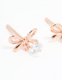 Rose Gold Plated Sterling Silver Cubic Zirconia Bow Earrings - link has visual effect only