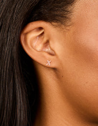 Rose Gold Plated Sterling Silver Cubic Zirconia Cross Earrings - link has visual effect only