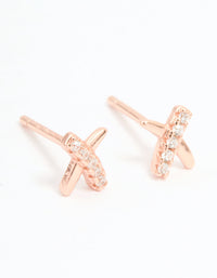 Rose Gold Plated Sterling Silver Cubic Zirconia Cross Earrings - link has visual effect only