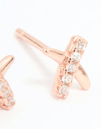 Rose Gold Plated Sterling Silver Cubic Zirconia Cross Earrings - link has visual effect only