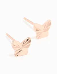 Rose Gold Plated Sterling Silver Ribbed Butterfly Stud Earrings - link has visual effect only