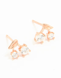 Rose Gold Plated Sterling Silver Cubic Zirconia Cherry Stud Earrings - link has visual effect only