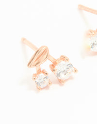 Rose Gold Plated Sterling Silver Cubic Zirconia Cherry Stud Earrings - link has visual effect only