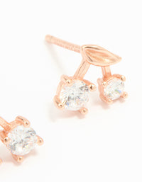 Rose Gold Plated Sterling Silver Cubic Zirconia Cherry Stud Earrings - link has visual effect only