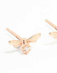 Rose Gold Plated Sterling Silver Cubic Zirconia Bee Stud Earrings - link has visual effect only