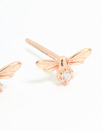 Rose Gold Plated Sterling Silver Cubic Zirconia Bee Stud Earrings - link has visual effect only