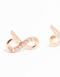 Rose Gold Plated Sterling Silver Cubic Zirconia Infinity Stud Earrings - link has visual effect only