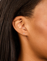 Rose Gold Plated Sterling Silver Cubic Zirconia Baby Flower Stud Earrings - link has visual effect only