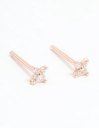 Rose Gold Plated Sterling Silver Cubic Zirconia Baby Flower Stud Earrings - link has visual effect only