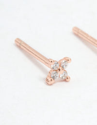 Rose Gold Plated Sterling Silver Cubic Zirconia Baby Flower Stud Earrings - link has visual effect only