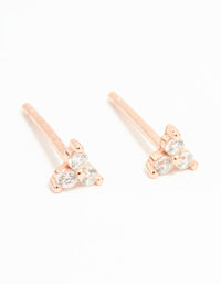 Rose Gold Plated Sterling Silver Cubic Zirconia Triangle Stud Earrings - link has visual effect only