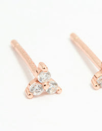 Rose Gold Plated Sterling Silver Cubic Zirconia Triangle Stud Earrings - link has visual effect only