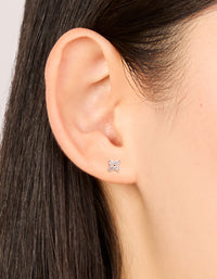 Rose Gold Plated Sterling Silver Cubic Zirconia Flower Mini Stud Earrings - link has visual effect only