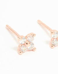 Rose Gold Plated Sterling Silver Cubic Zirconia Flower Mini Stud Earrings - link has visual effect only
