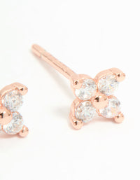 Rose Gold Plated Sterling Silver Cubic Zirconia Flower Mini Stud Earrings - link has visual effect only