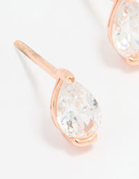 Rose Gold Plated Sterling Silver Cubic Zirconia Pear Stud Earrings - link has visual effect only