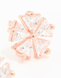 Rose Gold Plated Sterling Silver Cubic Zirconia Petal Stud Earrings - link has visual effect only