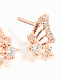 Rose Gold Plated Sterling Silver Cubic Zirconia Butterfly Wing Stud Earrings - link has visual effect only