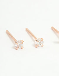 Rose Gold Plated Sterling Silver Cubic Zirconia Classic & Butterfly Stud Earrings 2-Pack - link has visual effect only